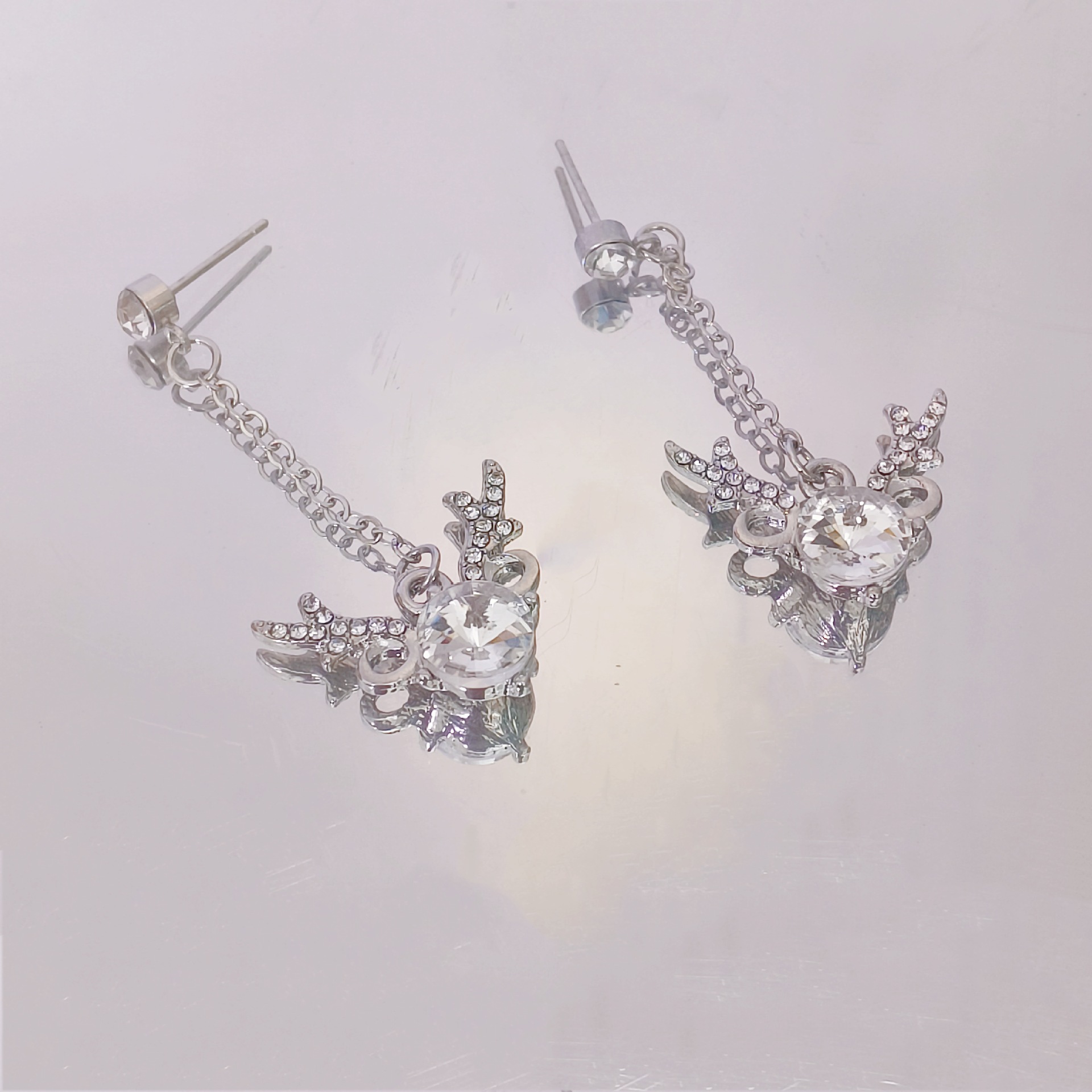 European and American cross-border angel Zircon tassel stud earrings for women, ins trend, light luxury, high-end, versatile and fashionable earrings and earrings details Picture
