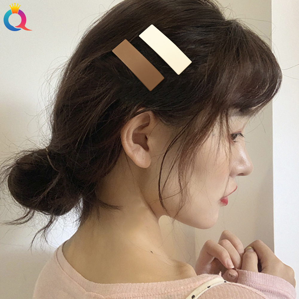 Qiyue frosted milk coffee color BB clip, side bangs clip, elegant and versatile hair accessory, Korean simple geometric hair clip Specification drawing