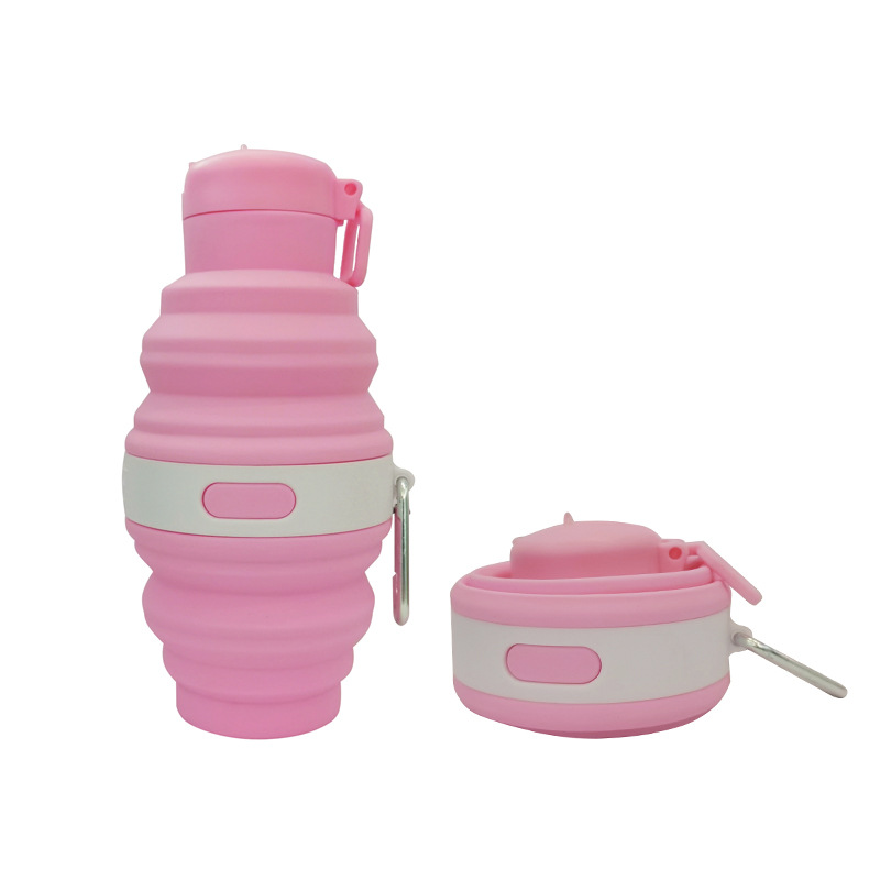 Amazon Creative food-grade foldable silicone cup Outdoor sports water bottle Multi-functional portable telescopic water cup Item Picture