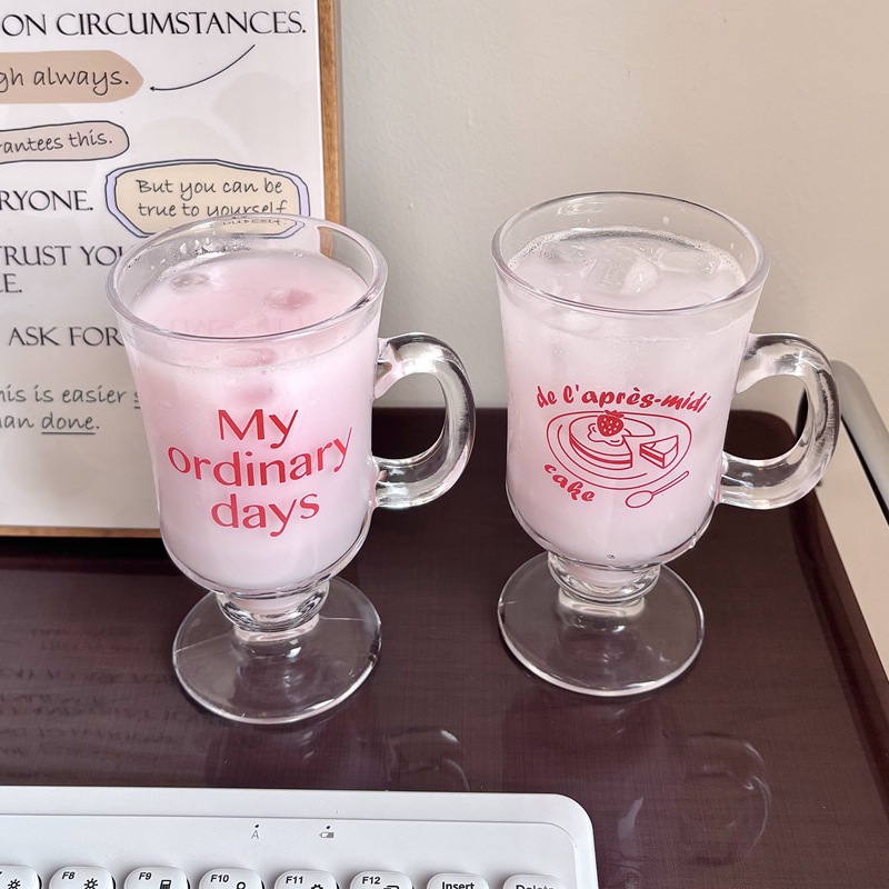 High appearance level, ins girl heart, glass cup with handle, juice cup, latte coffee cup, household water cup, milk cup details Picture