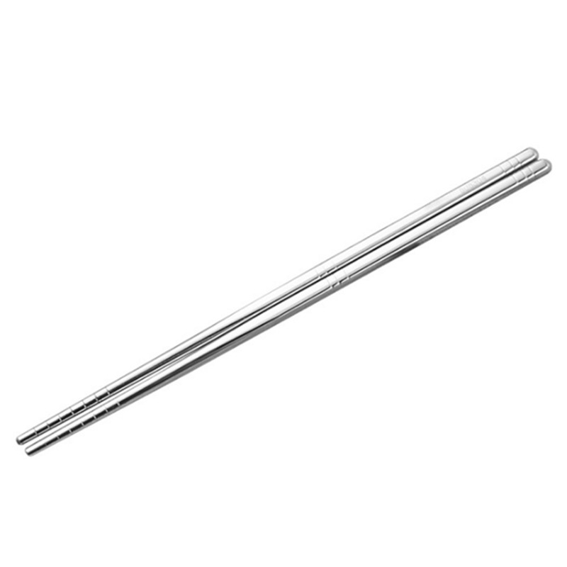 304 stainless steel chopsticks, thickened and weighted, imitation solid square chopsticks, six-ring long chopsticks for adults and children, anti-slip, engraved with logo Specification drawing