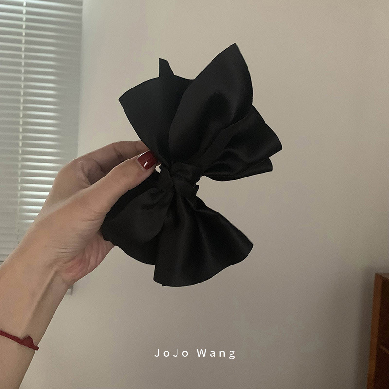 Large bow satin hair clips, curly hair grabbers, large volume, shark clips, autumn high-end style, Korean hair grabbers for women details Picture