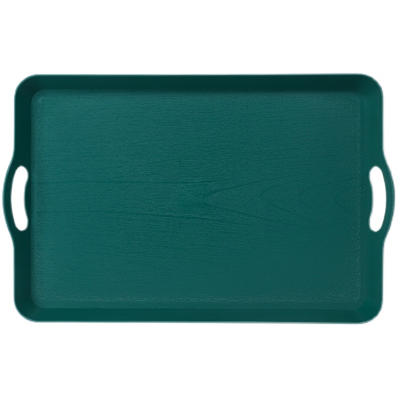 The rectangular plastic anti-slip tray is specially designed for serving dishes in commercial restaurants, large plates, and bread plates in cake shops Item Picture