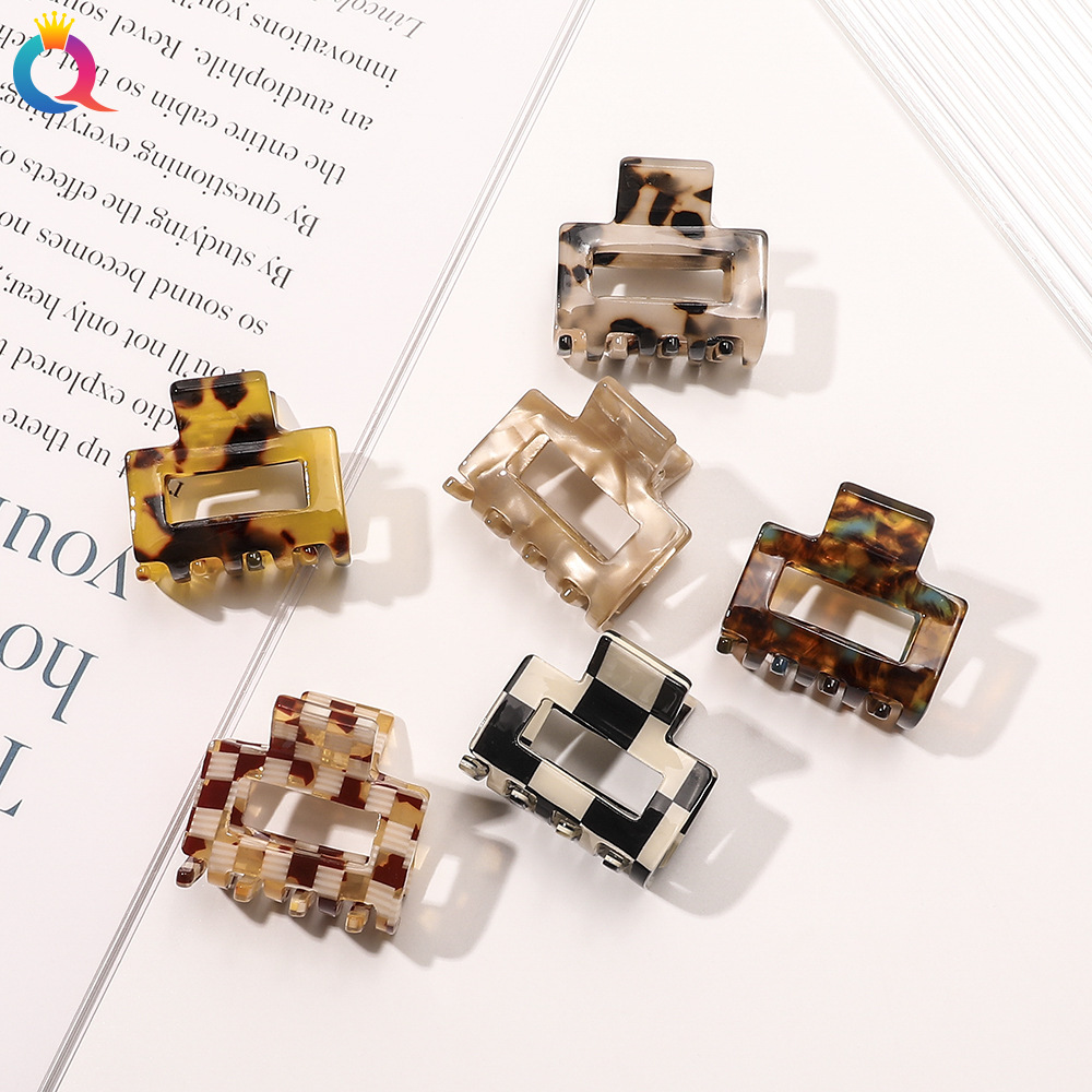 Qiyue Korean Acetate Cube hair clip: Simple and versatile acetate grab clip, back of the head, ponytail updo, shark clip hair accessory details Picture