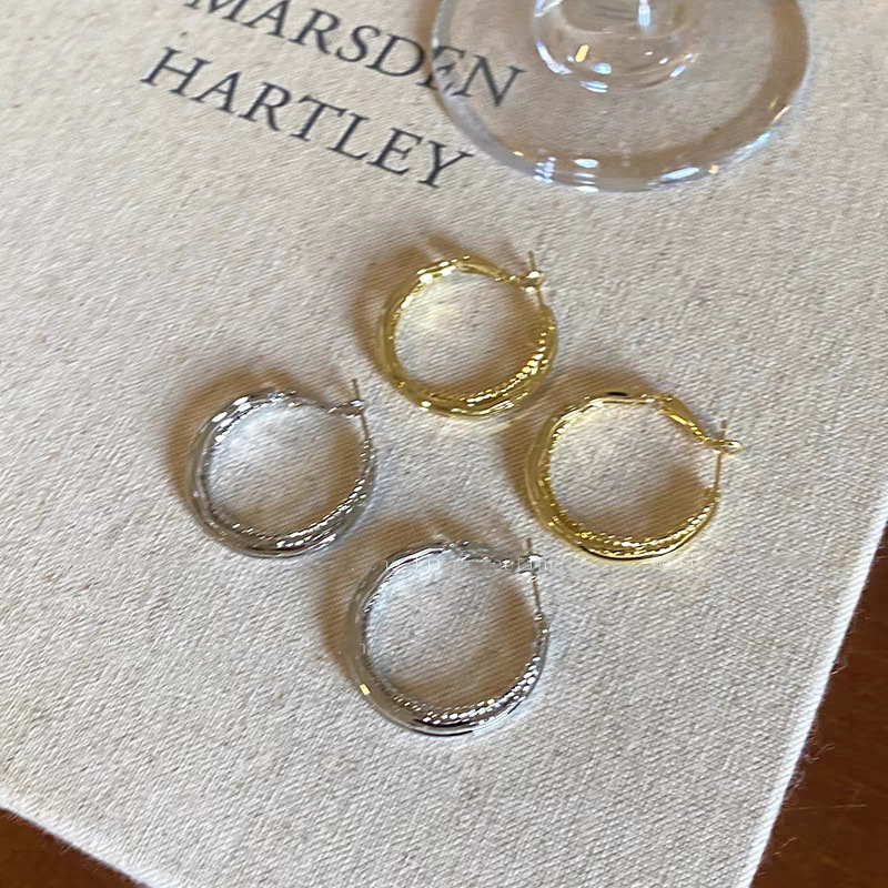 Korean classic plain ring earrings, women's light luxury and high-end feel, large ear rings, ear buckles, unique style, ear studs, small earrings that show off the face details Picture