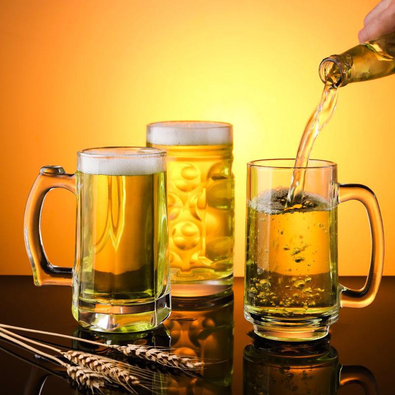 500ml large draft beer cup, large internet-famous household glass beer cup, craft creative wine glass, exquisite and large capacity Specification drawing