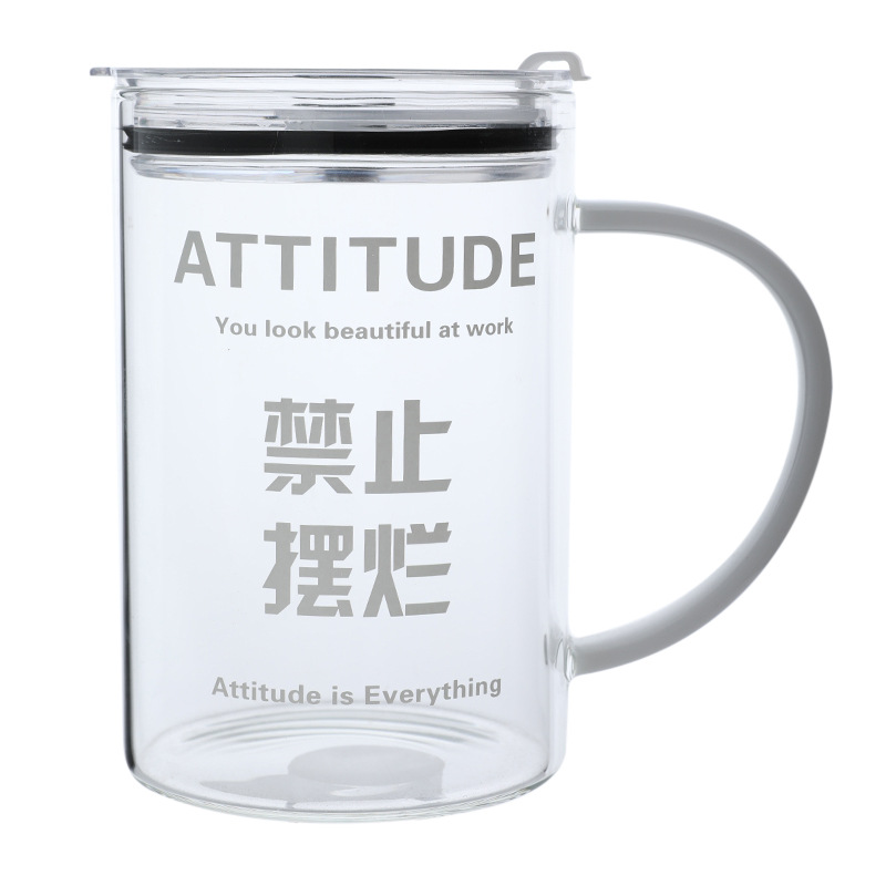 1000ml glass water cup with handle, straw cup, office super-large capacity drinking cup, high-temperature resistant, popular online cup Item Picture