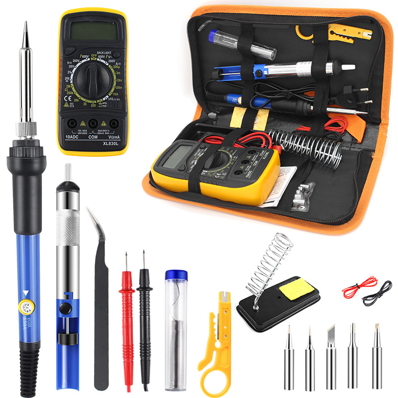 Cross-border exclusive 60W adjustable temperature internal heating soldering iron multimeter, home repair soldering constant temperature soldering iron set full figure
