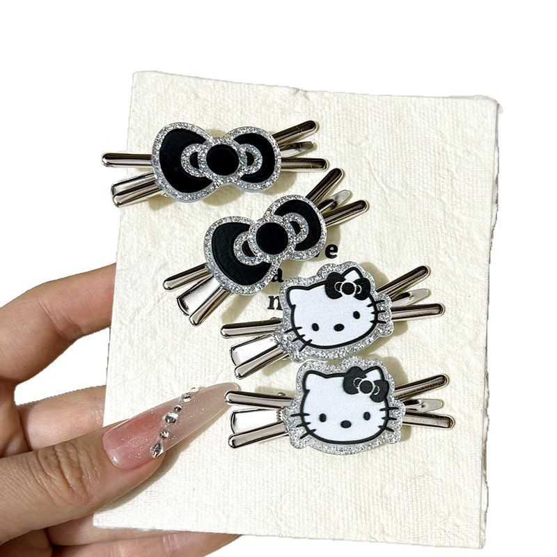 Sweet and cool girl metal hairpin, female bow, ins girlish heart, side clip, bangs clip, high-end and exquisite hairpin Item Picture
