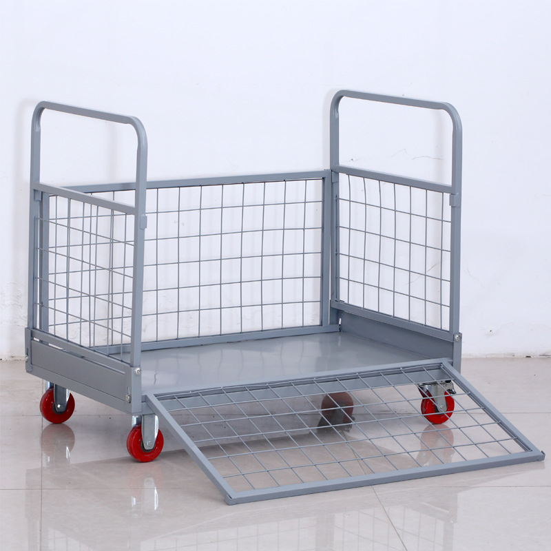 Heluo Lehua's small cart for transporting goods at a stall, folding framed fence, express delivery turnover warehouse, and goods handling trolley Specification drawing