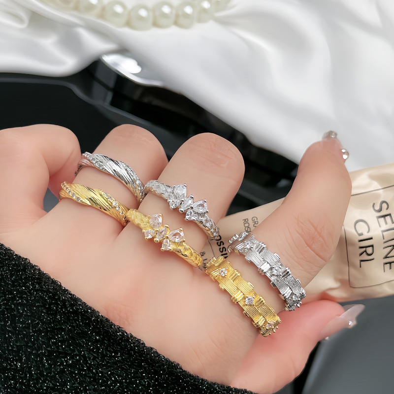 New Chinese-style retro wheat ear woven brushed open ring, women's court style butterfly high-end, niche couple ring details Picture