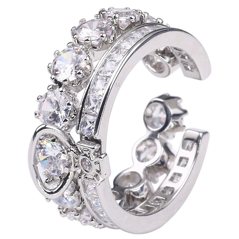 The super flash Zircon detachable Queen of the West ring is a niche design for women, exuding a sense of high-end fashion, light luxury and exquisite layering combination Item Picture