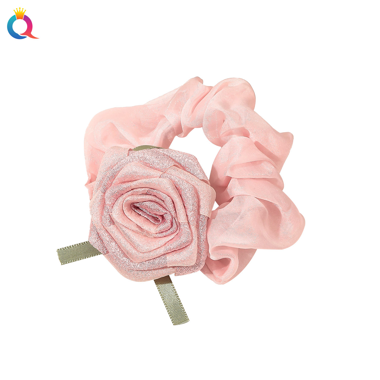 Wholesale of high-end hair accessories from Qiyue Flower Hair clips, mesh rose and pearl grab hair bands, hair flower large Intestine hair bands Item Picture
