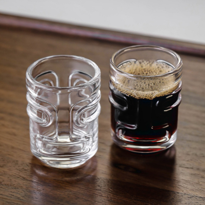 Coffee mini tiki bullet cup, creative home Tiki small wine glass, sip cup, cocktail cup, glass spirits cup full figure