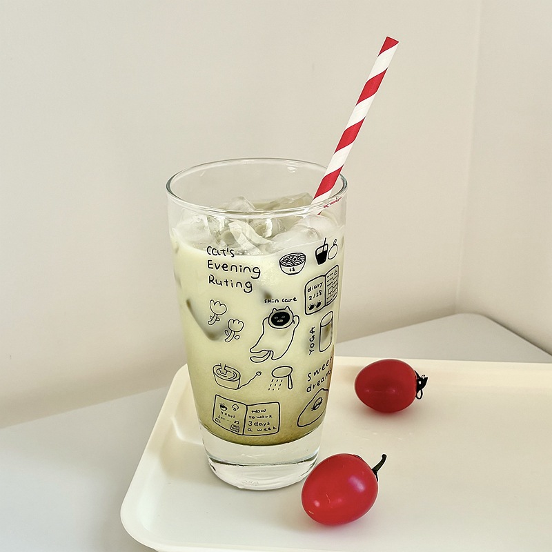 Homemade evening life Instagram large-capacity glass cups, creative juice cups, milk cups, coffee cups, breakfast cups full figure