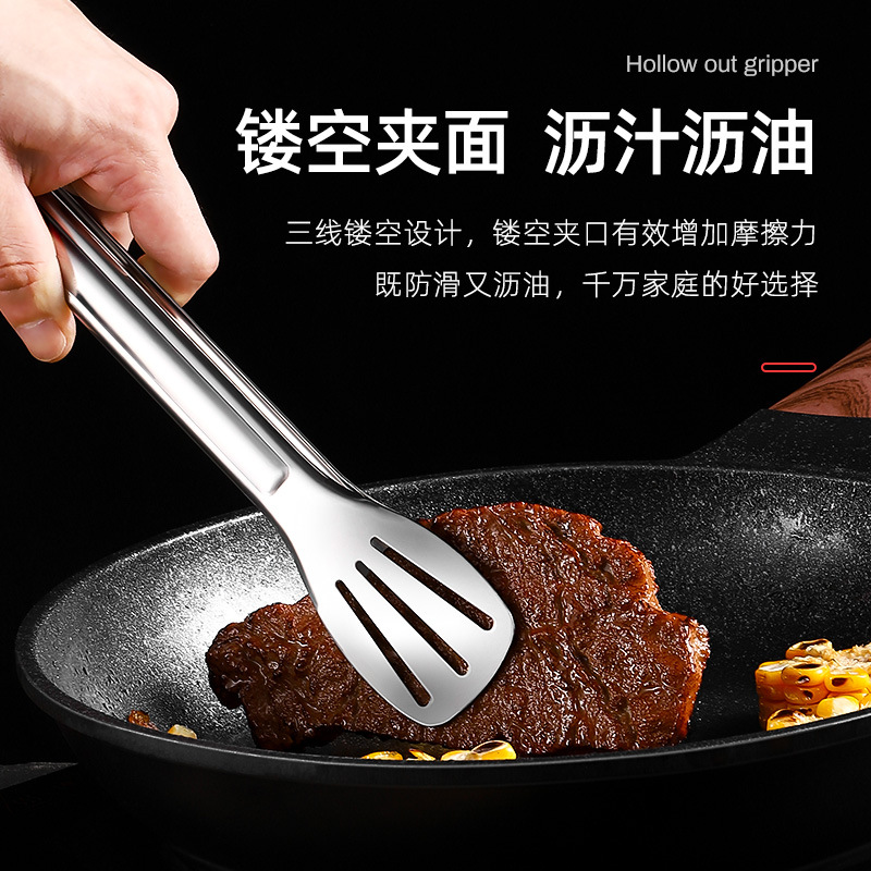 Food tongs, stainless steel barbecue tongs, buffet food tongs, kitchen heat-resistant bread tongs, hotel barbecue steak tongs Specification drawing