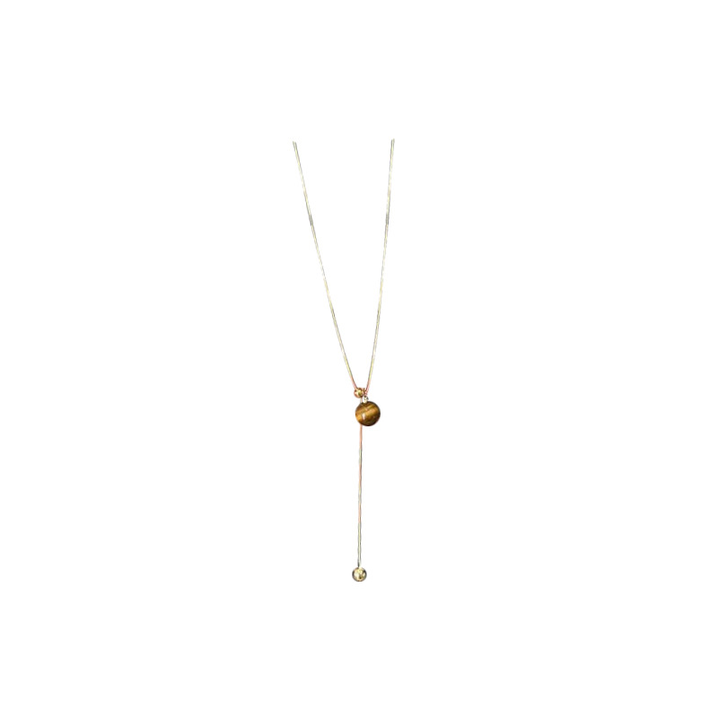 Korean Maillard Tiger cat eye stone collarbone chain 2024 autumn/Winter long sweater chain feel retro personality necklace Item Picture