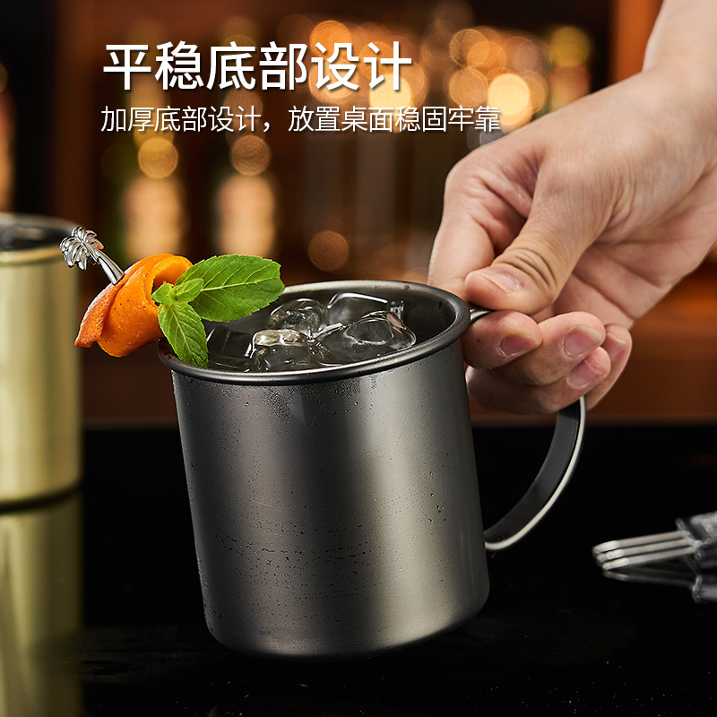 Cross-border foreign trade 304 stainless steel metal bar cups, cocktail cups, hammered copper-plated cups, Moscow mule cups Specification drawing