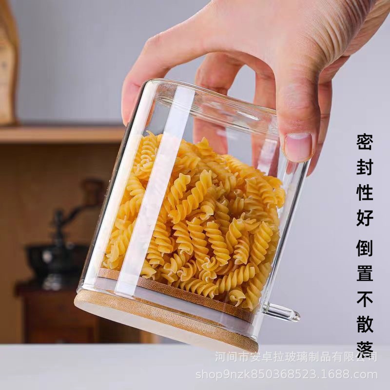 Customized square glass sealed jars, large-capacity storage jars with spoons, kitchen condiments, food storage, and tea cans Application Scenario