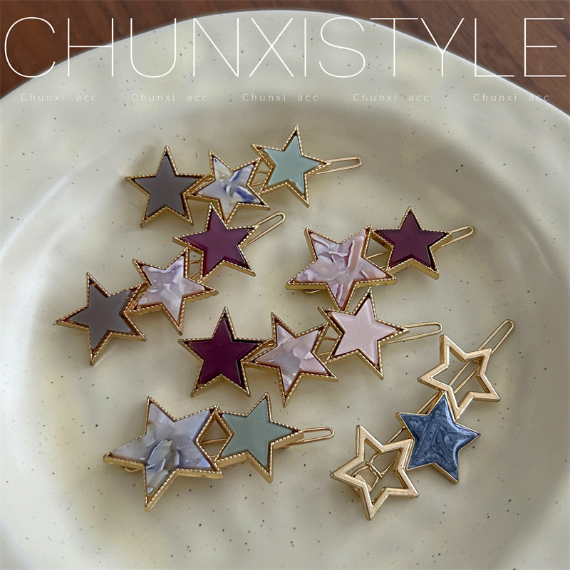 The five-pointed star bangs, the fringe clips, the hair clips, the back of the head, the frog clip, the one-line top clip, and the headwear details Picture