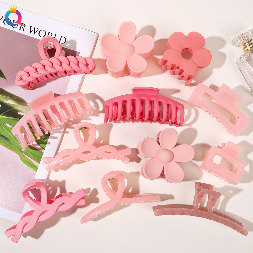 Qiyue Cross-border Pink Series cute hair clips, ins shark clips, hairpins, hair grabbers, hair clips, hair accessories wholesale full figure