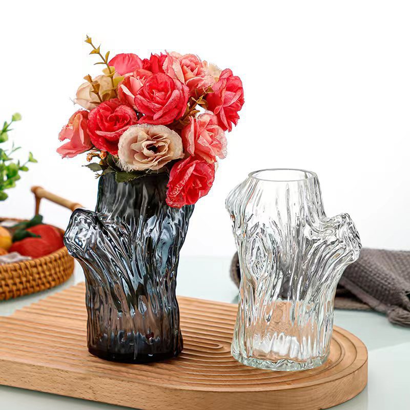 Creative shaped vases, living room and hotel decoration spare parts, irregular hydroponic flower vases, glass, simple and light luxury, ins details Picture