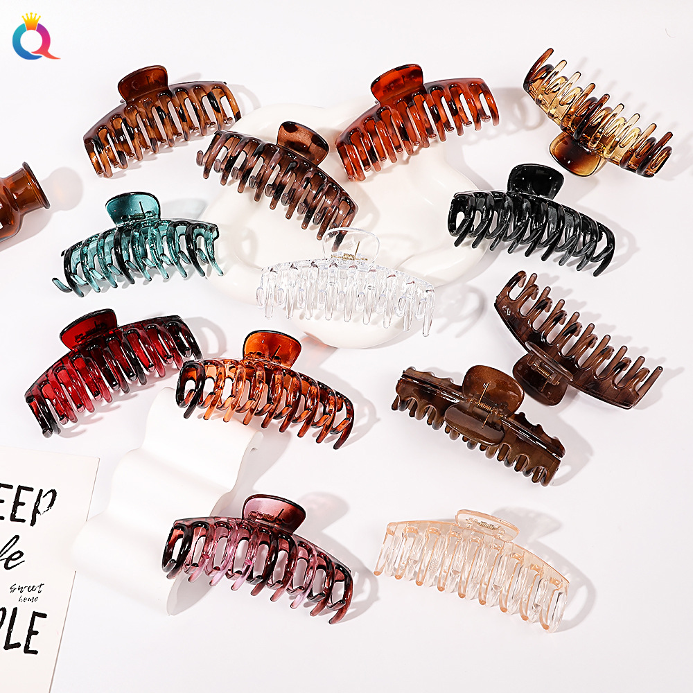 Qiyue Amazon Cross-border Dragon Bone Hair Clip, Large coiled hair clip, back head shark clip, hair clip wholesale Specification drawing