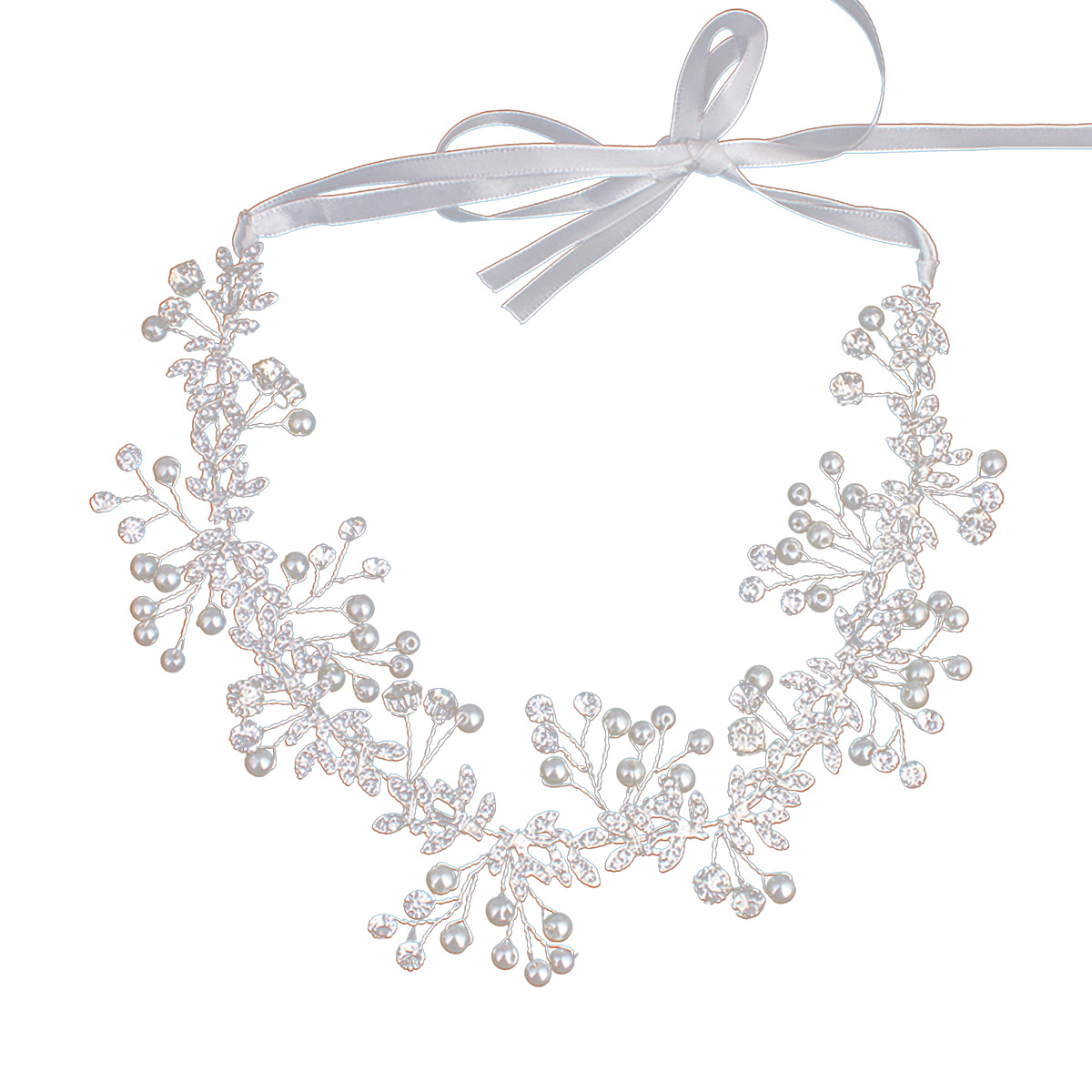 Factory direct sales of creative European and American wedding accessories, exquisite handcrafted pearl hair bands, luxurious diamond-encrusted hair accessories, and bride headwear Item Picture