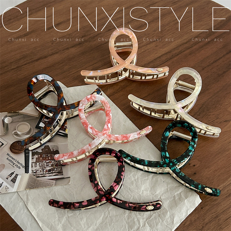 Super Power Acetate Mermaid Girl High-end back clip 2025 New Shark Clip Women's Clip Headwear Hair clip Specification drawing