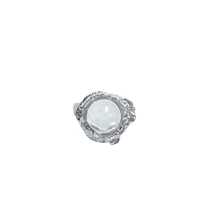 A light luxury irregular starlight pleated texture open ring, a simple and elegant moonstone, sweet and cool index finger ring for women Item Picture