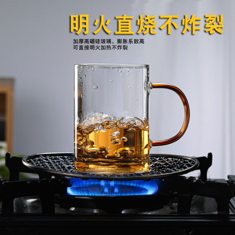 Wholesale colorful glass green tea cups, thickened transparent milk breakfast cups, LOGO high borosilicate glass water cups, milk tea cups Specification drawing