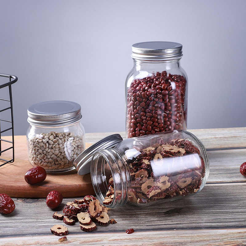 Round-bottomed glass bottles, sealed jars with LIDS, jars for chili sauce, lemon paste, honey jam, 750ml, 500ml Application Scenario