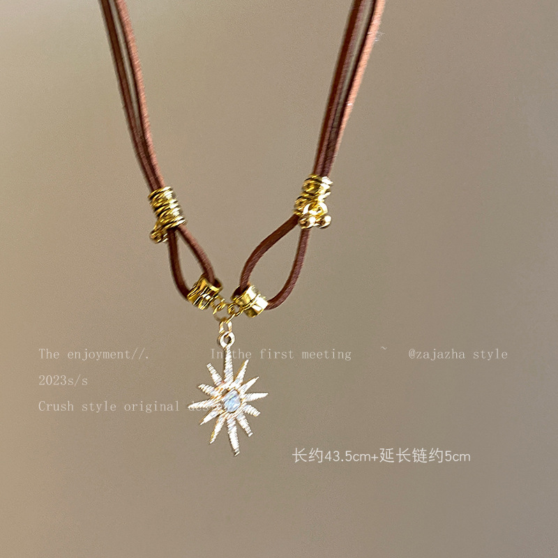 Wholesale of Maillard diamond-encrusted sun bell necklace with French retro design, collarbone chain and sweet and cool style details Picture