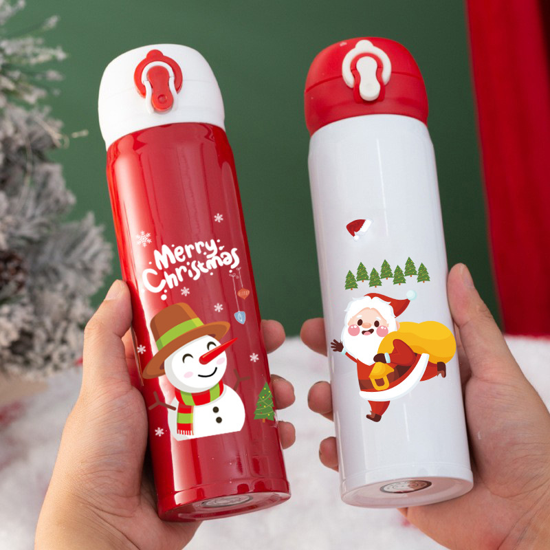 Christmas insulated cup manufacturer directly supplies 304 stainless steel insulated cups, couple and student holiday gifts, portable bouncy cups full figure