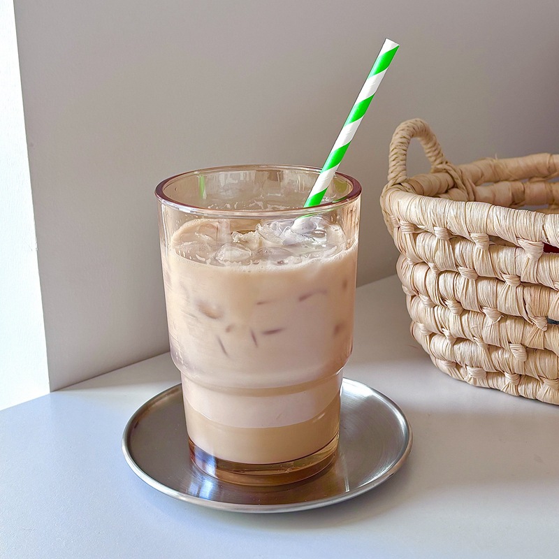 Bolimei Korean InS-style glass cold brew coffee cup, amber water cup, glass cup, large-capacity drinking cup details Picture