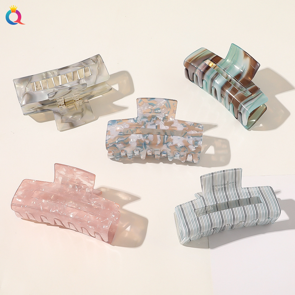 Qiyue acetic Acid Board Korean internet-famous tortoiseshell hair accessory, girl's large, simple and elegant hair clip shark clip details Picture