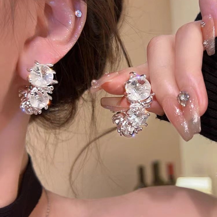 Iceland Night ~ Summer Ice Crystal Bead Earrings 2025 New Best-selling Niche Design Earrings and Earrings Specification drawing