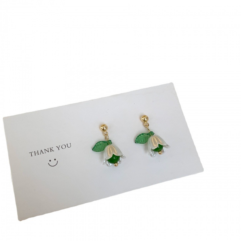 S925 Silver Needle Lily of the Valley Ear Stud Foresty-style country Style Earrings, new Spring 2025 sweet ear clip earrings Item Picture