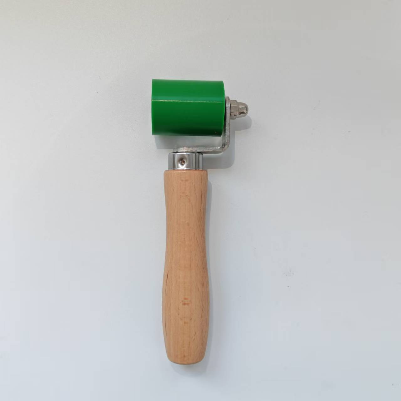 PVC waterproof roll hand pressure wheel roller, high-temperature silicone Teflon pressure wheel, hot air welding gun accessory, wooden handle hook details Picture