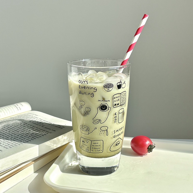 Homemade evening life Instagram large-capacity glass cups, creative juice cups, milk cups, coffee cups, breakfast cups Application Scenario