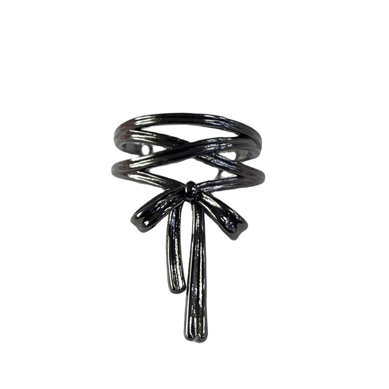 Ballet-style bow ribbon open ring, a niche design for women, adjustable index finger ring, a unique trendy ring trend Item Picture