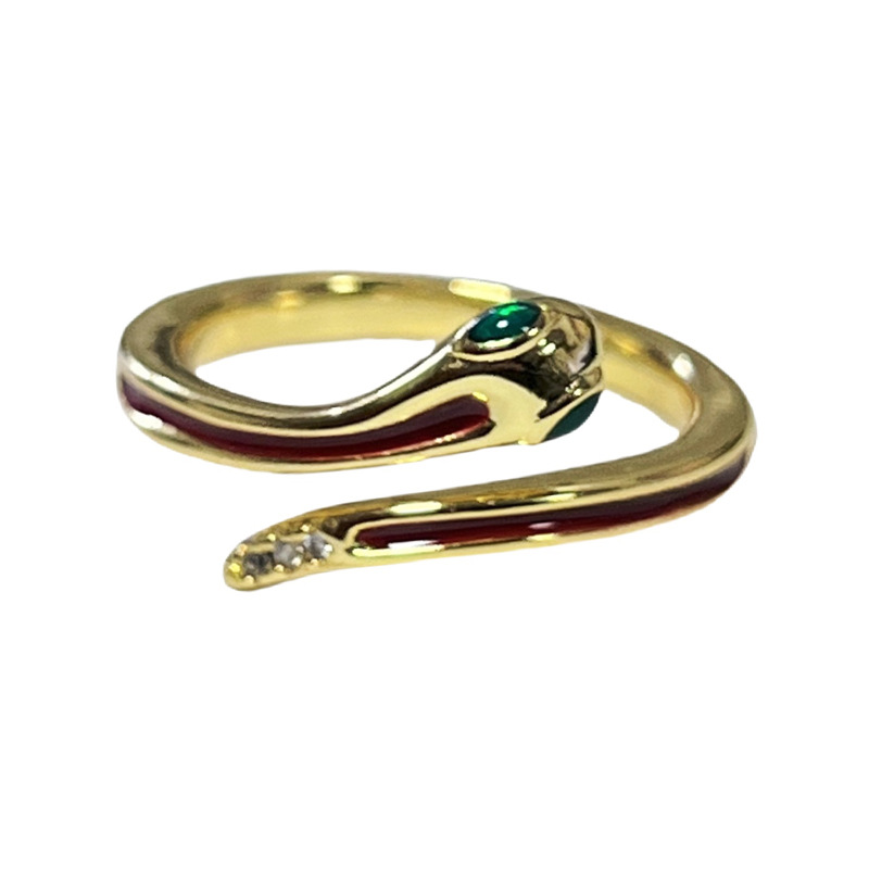 A simple red glazed snake-shaped, versatile and unique best friend ring. A fashionable and niche design for women, with a sweet, cool and high-end feel Item Picture