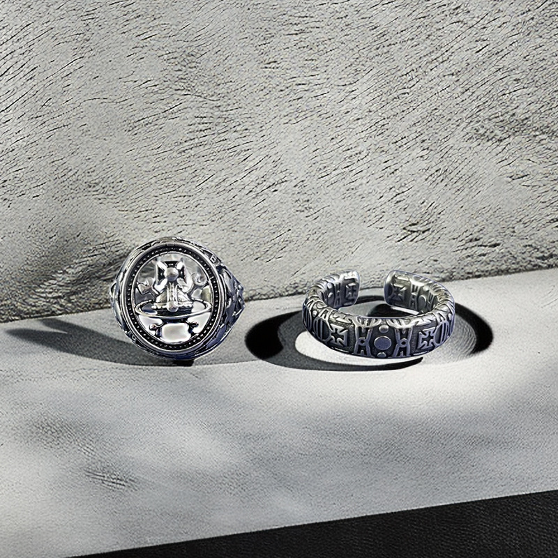 Retro Saturn hollowed-out simple opening ring for women on Instagram, cold style planet personality, cool and fashionable hip-hop ring details Picture