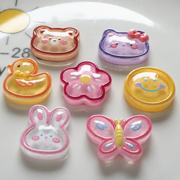 Transparent butterfly smiling face diy handmade children's hair clips, hair strings, materials, clothing, shoes, buckles, hats, resin accessories wholesale details Picture