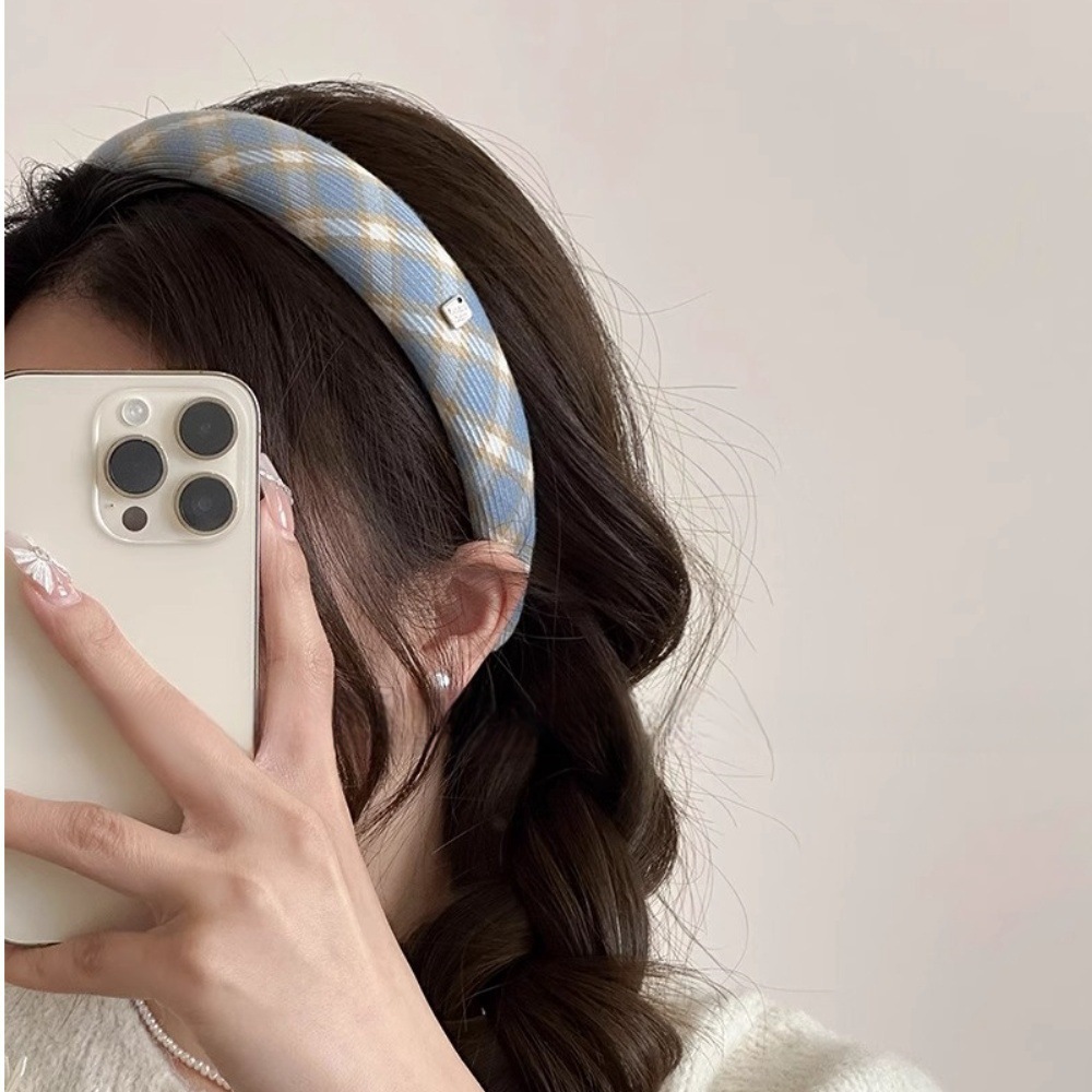 Gold Label blue hairband for Women 2025 New high top pressure hair wash headband Sweet girl Versatile hairpin headwear Specification drawing