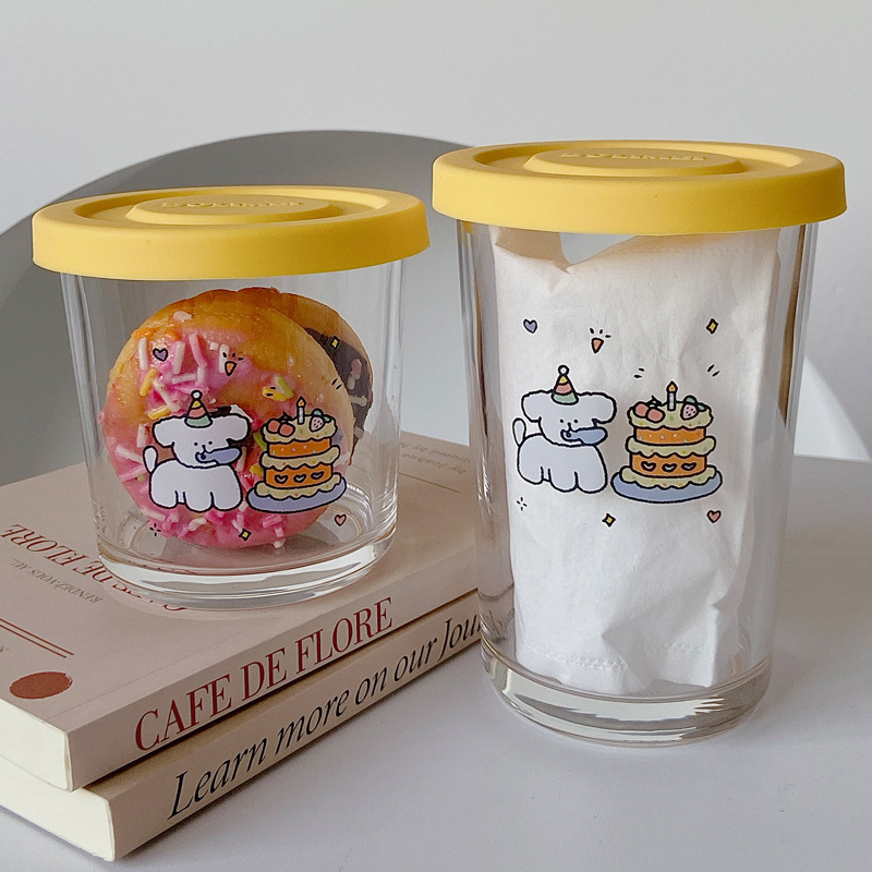 Large glass jar, small snack gift storage jar, cute glass decorative jar, grain and cereal storage jar details Picture