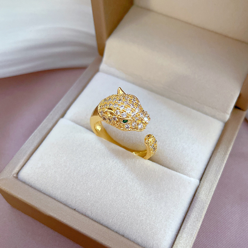 【 Real Gold 】 Heavy Industry leopard head Full diamond ring with adjustable opening, simple jewelry, Japanese-style ring couple rings Application Scenario