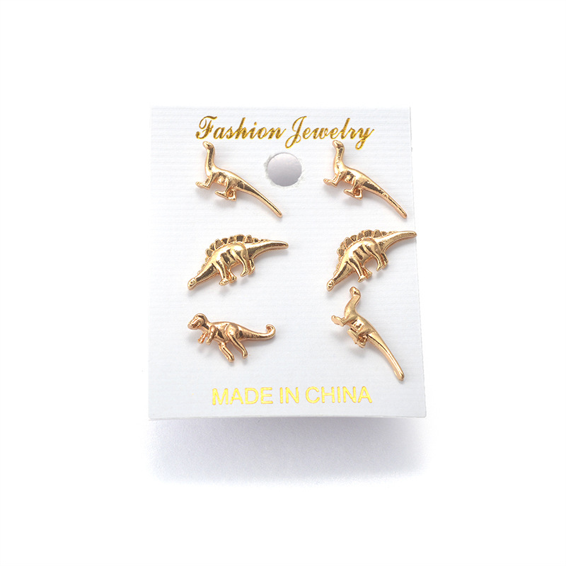 Spring new style small animal dinosaur set, personalized earrings, Japanese and Korean couple earrings, stud earrings, Yiwu small commodities wholesale Item Picture
