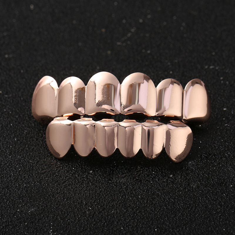 European and American ins hip-hop niche gold-plated dentures, smooth surface, funny and alternative decoration, party big gold teeth trend wholesale Specification drawing