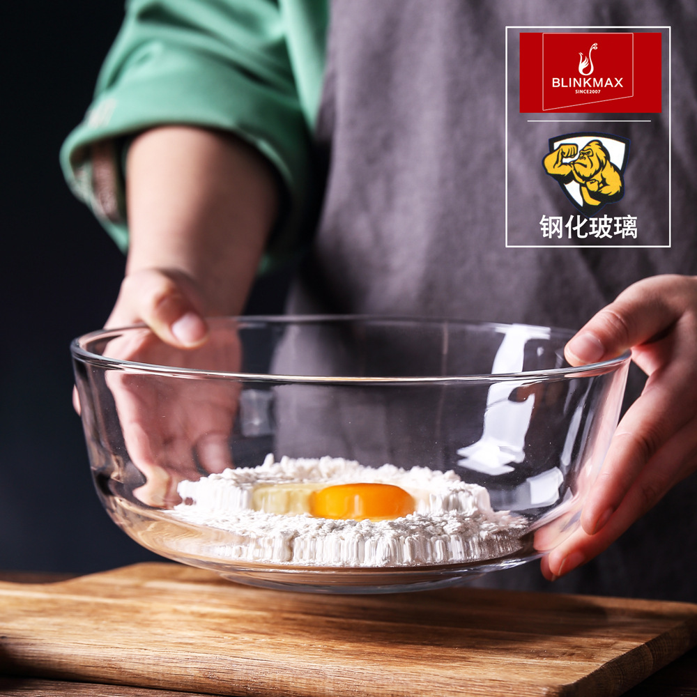 Lizun tempered glass bowls, fruit salad bowls, large-capacity heat-resistant dessert bowls, soup bowls, household baking and egg-beating bowls Specification drawing
